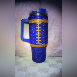 Blue and Gold Rhinestone Tumbler